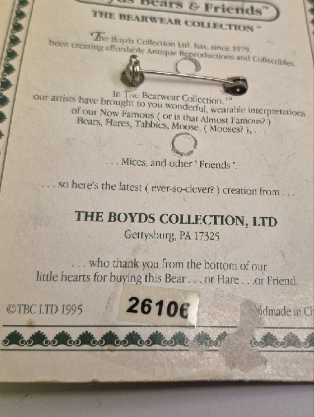 BearWear Boyds Bears Adventure Bear Pin - Brown, Green, Red - Picture 4 of 6